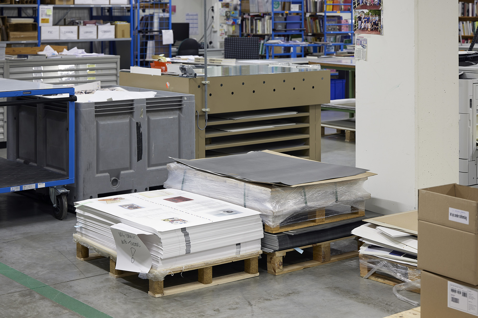 Reclaimed paper for the book at die Keure. Photograph by Stuart Whipps.